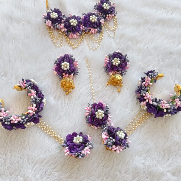 Handcrafted Lavender Floral Pearl Jewelry Set