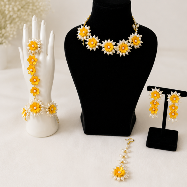 Floral Beads Haldi Jewellery Set