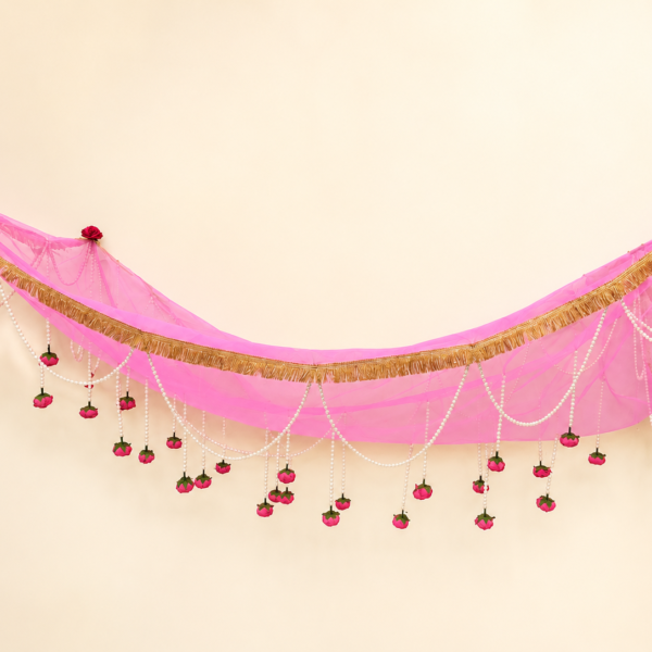 Pink Floral Pearl Bridal Entry Veil