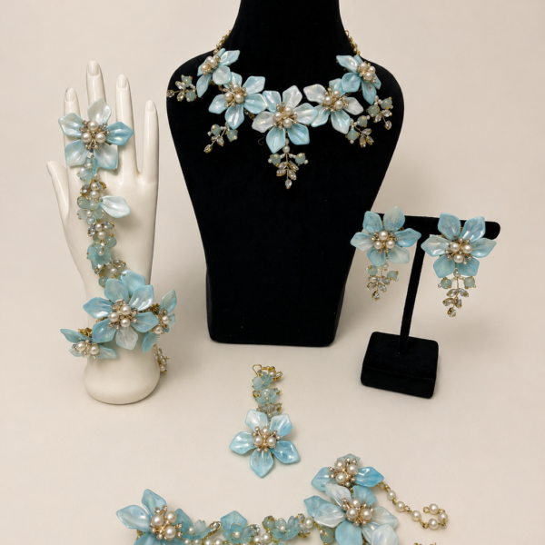 Baby Blue Floral Jewellery Set