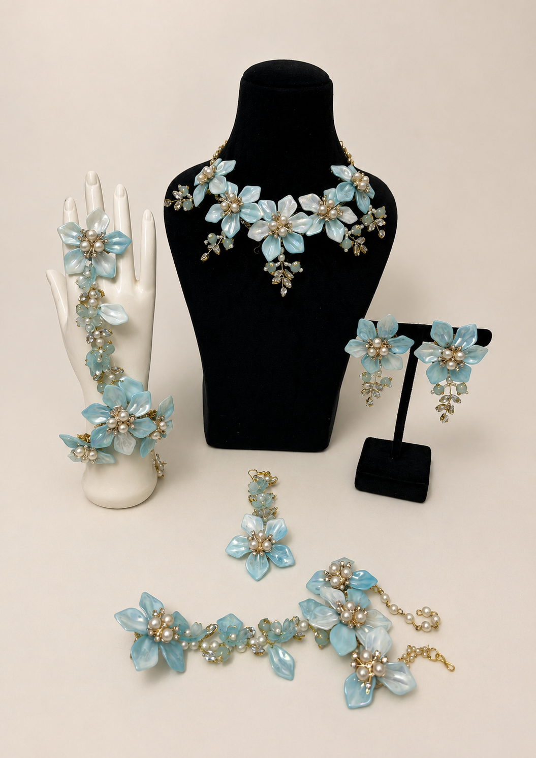 Baby Blue Floral Jewellery Set
