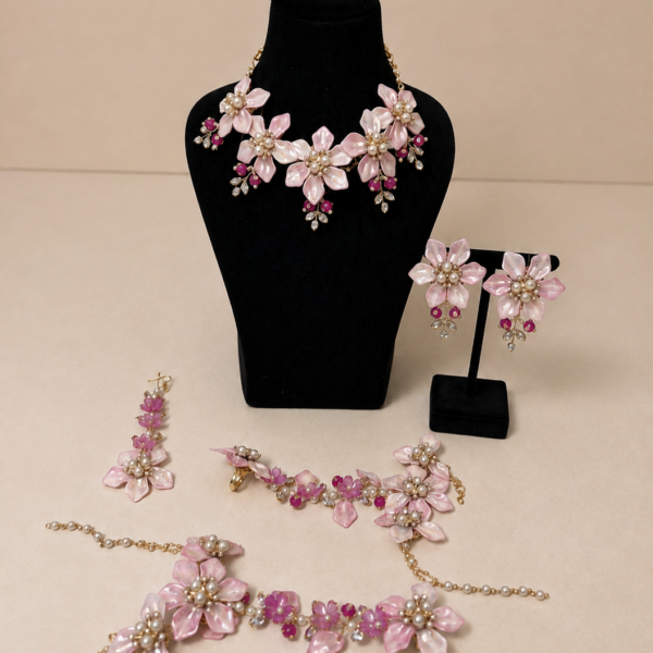 Pink Blossom Floral Jewellery Set