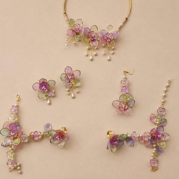 Pastel Multicolor Floral Jewellery Set