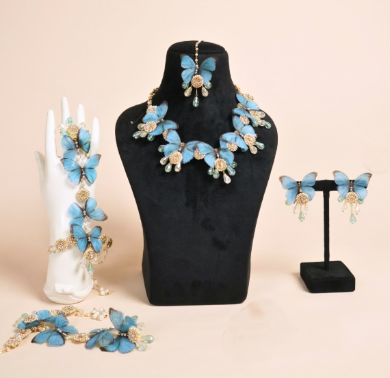 Azure Butterfly Statement Jewelry Set