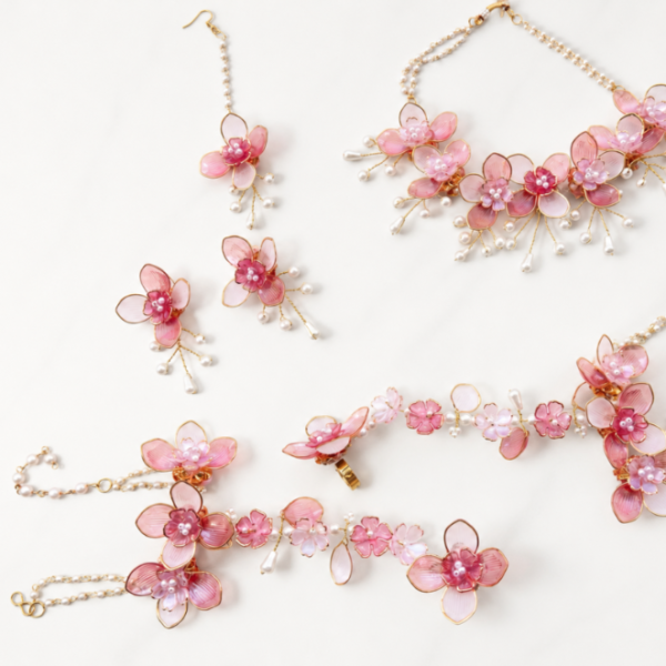 Blush Blossom Pearl Floral Jewelry Set